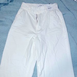 White flare pants